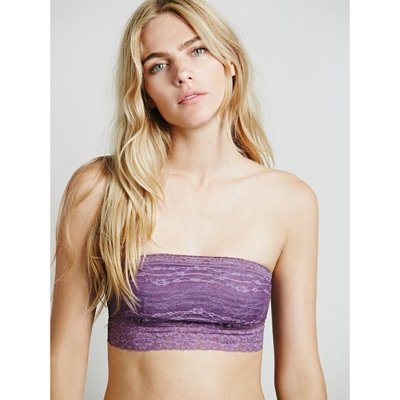FREE PEOPLE Lace Bandeau Bralette Bra Deep Lavender Purple Medium NEW - Picture 4 of 6